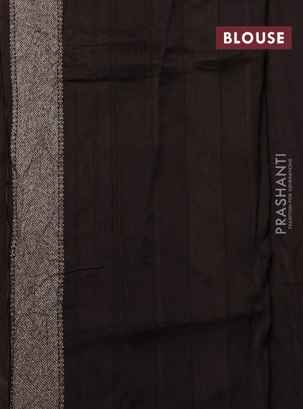 Banarasi semi raw silk saree coffee brown with allover thread & zari woven weaves and woven butta border