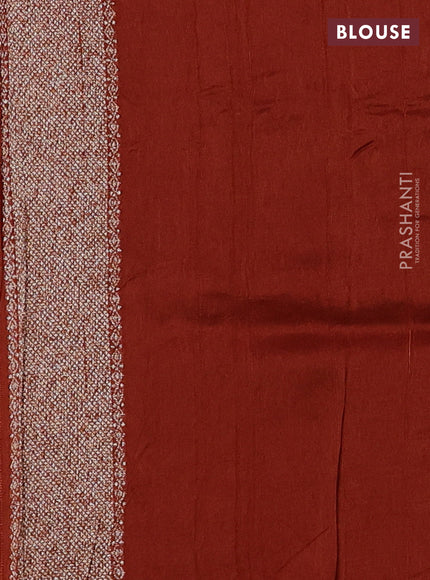 Banarasi semi raw silk saree rust shade with allover thread & zari woven weaves and woven butta border
