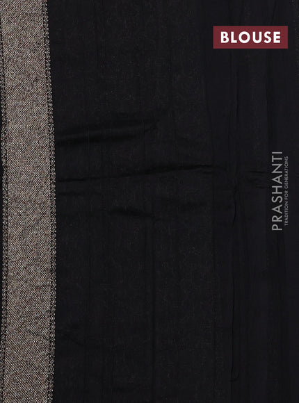 Banarasi semi raw silk saree black with allover thread & zari woven weaves and woven butta border