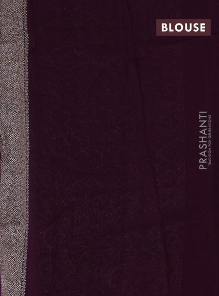 Banarasi semi raw silk saree deep wine with allover thread & zari woven weaves and woven butta border