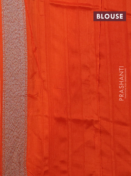 Banarasi semi raw silk saree orange with allover thread & zari woven weaves and woven butta border