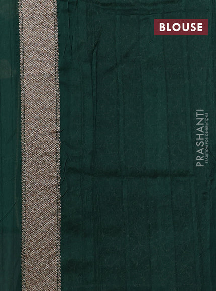 Banarasi semi raw silk saree bottle green with allover thread & zari woven weaves and woven butta border
