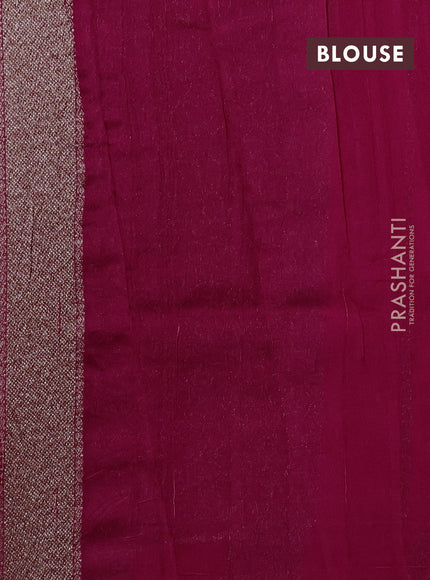 Banarasi semi raw silk saree dark pink with allover thread & zari woven weaves and woven butta border
