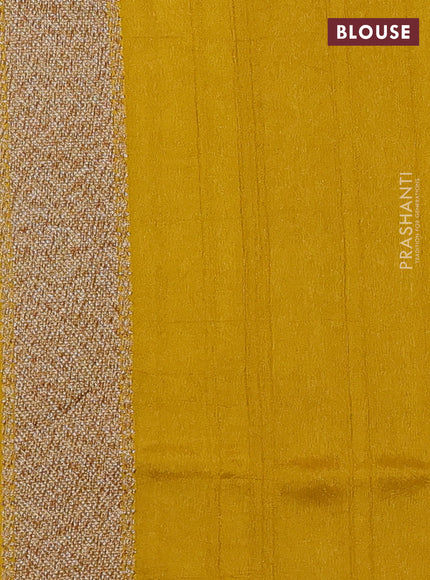 Banarasi semi raw silk saree mustard yellow with allover thread & zari woven weaves and woven butta border
