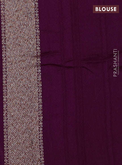 Banarasi semi raw silk saree wine shade with allover thread & zari woven weaves and woven butta border