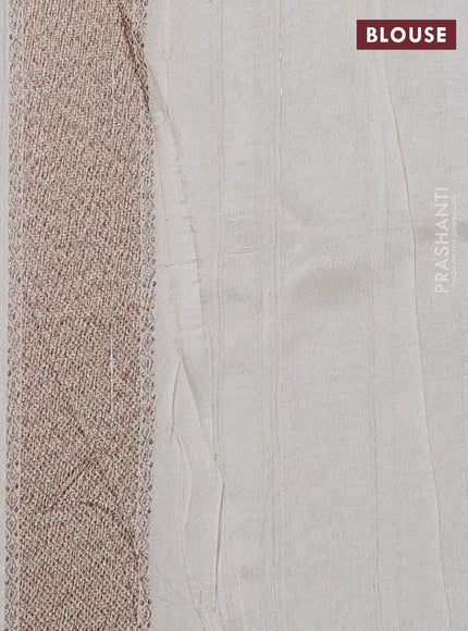 Banarasi semi raw silk saree off white with allover thread & zari woven weaves and woven butta border