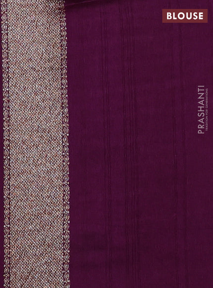 Banarasi semi raw silk saree deep wine with allover thread & zari woven weaves and woven butta border