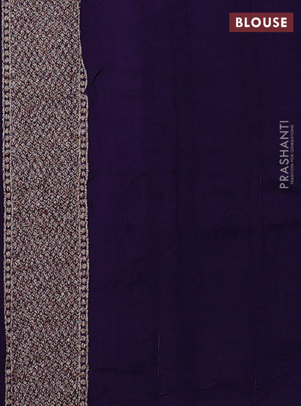 Banarasi semi raw silk saree deep violet with allover thread & zari woven buttas and woven butta border