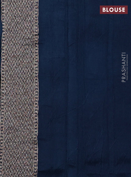 Banarasi semi raw silk saree peacock blue with allover thread & zari woven buttas and woven butta border