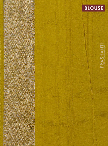 Banarasi semi raw silk saree mustard yellow with allover thread & zari woven buttas and woven butta border