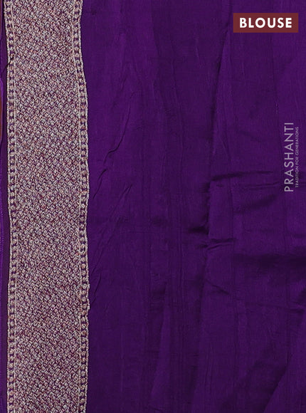 Banarasi semi raw silk saree purple with allover thread & zari woven buttas and woven butta border