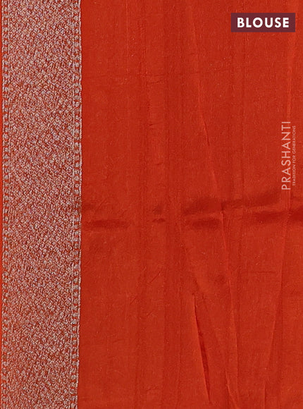 Banarasi semi raw silk saree orange with allover thread & zari woven buttas and woven butta border