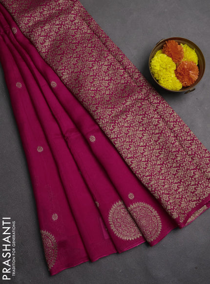 Banarasi semi raw silk saree pink with allover thread & zari woven buttas and woven butta border