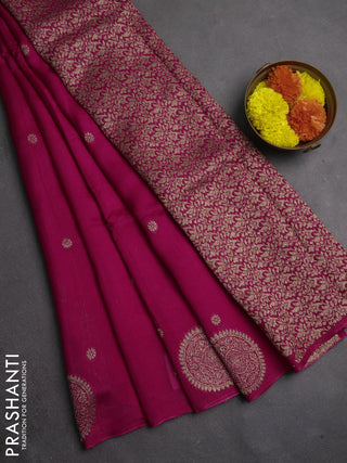 Banarasi semi raw silk saree pink with allover thread & zari woven buttas and woven butta border