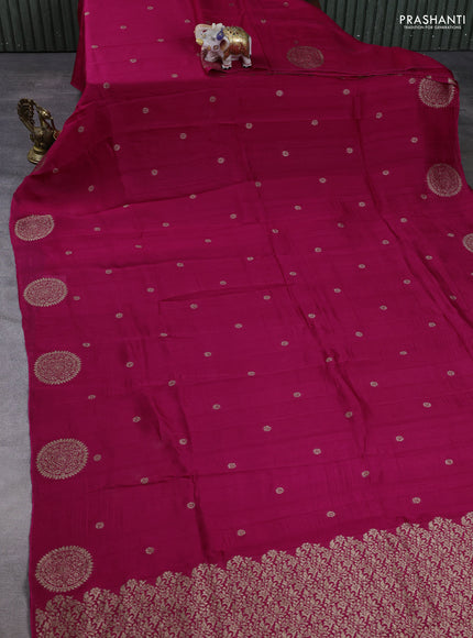 Banarasi semi raw silk saree pink with allover thread & zari woven buttas and woven butta border