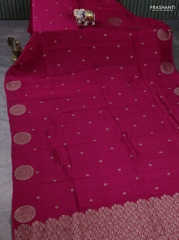 Banarasi semi raw silk saree pink with allover thread & zari woven buttas and woven butta border