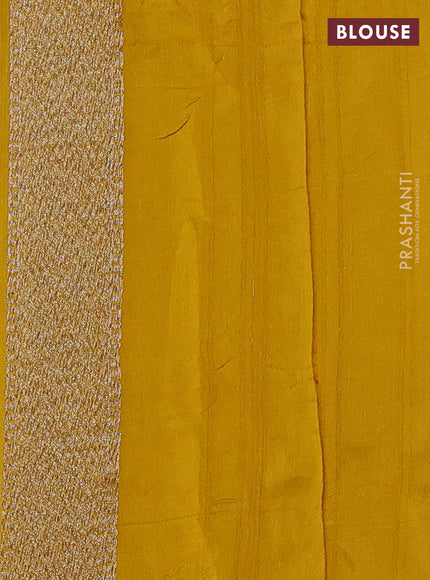 Banarasi semi raw silk saree yellow with allover thread & zari woven buttas and woven butta border