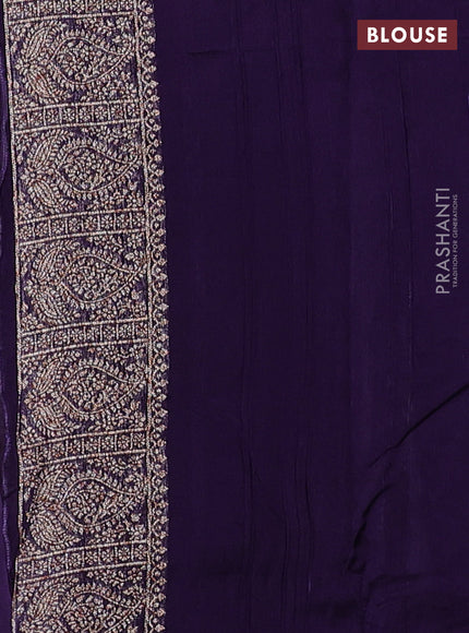 Banarasi semi raw silk saree deep violet with allover thread & zari weaves & buttas and woven border