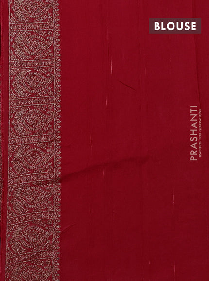 Banarasi semi raw silk saree red with allover thread & zari weaves & buttas and woven border