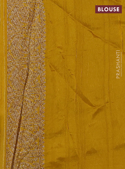 Banarasi semi raw silk saree mustard yellow with allover thread & zari weaves & buttas and woven border