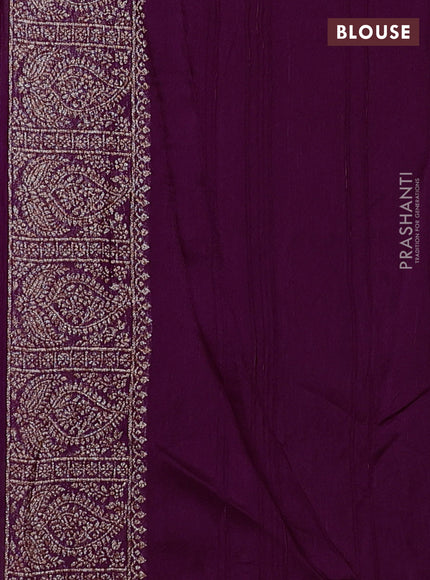 Banarasi semi raw silk saree dark magenta pink with allover thread & zari weaves & buttas and woven border