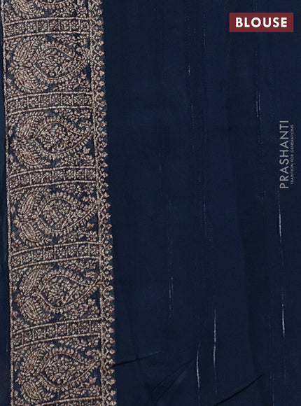 Banarasi semi raw silk saree peacock blue with allover thread & zari weaves & buttas and woven border