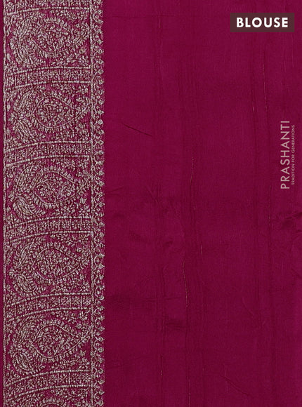 Banarasi semi raw silk saree dark pink with allover thread & zari weaves & buttas and woven border
