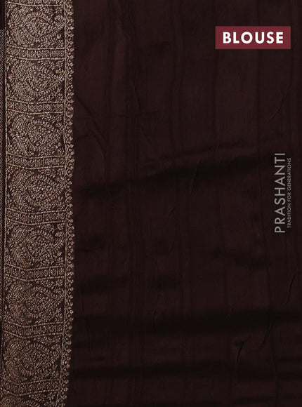 Banarasi semi raw silk saree coffee brown with allover thread & zari weaves & buttas and woven border