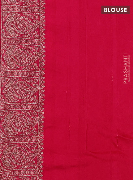 Banarasi semi raw silk saree pink with allover thread & zari weaves & buttas and woven border