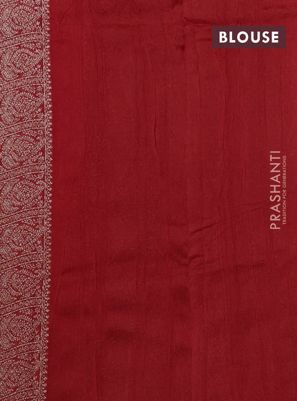 Banarasi semi raw silk saree red with allover thread & zari weaves & buttas and woven border