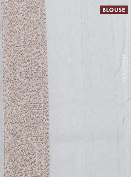 Banarasi semi raw silk saree cream with allover thread & zari weaves & buttas and woven border