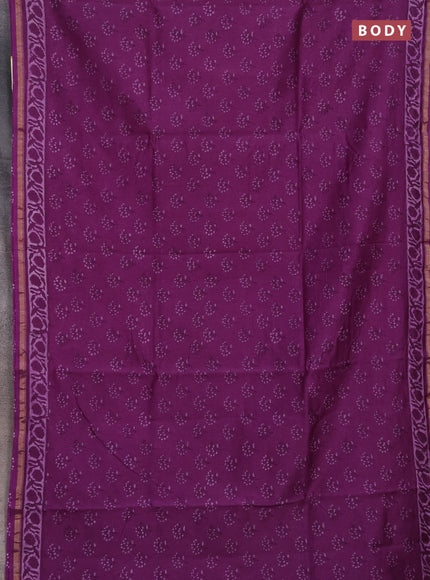Chanderi bagru saree purple with allover butta prints and zari woven border