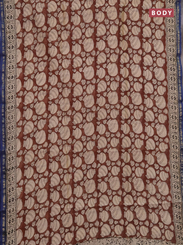 Chanderi bagru saree beige brown with allover butta prints and zari woven border