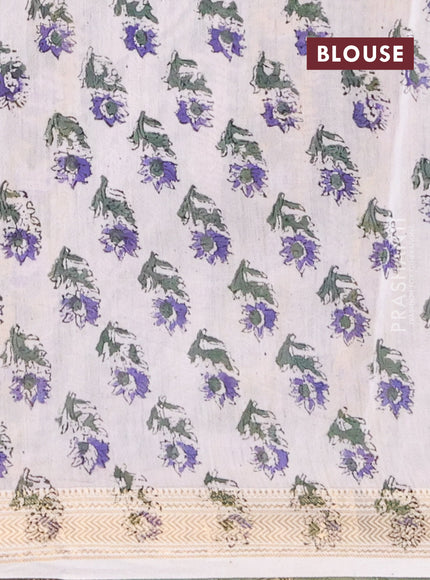 Chanderi bagru saree pastel green with allover kalamkari prints and maheshwari border
