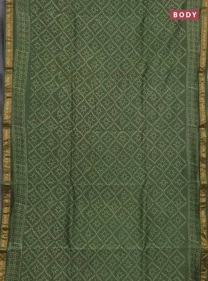 Chanderi bagru saree light green with allover batik prints and maheshwari border