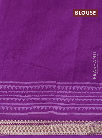 Chanderi bagru saree violet with allover bandhani prints and maheshwari border