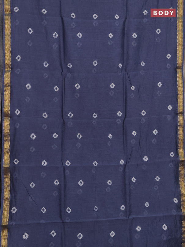 Chanderi bagru saree grey with allover butta prints and maheshwari border