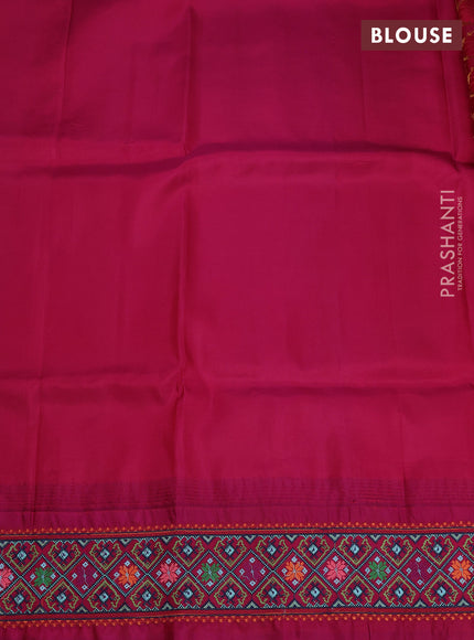 Pure gadwal silk saree yellow and wine shade with allover zari woven buttas and temple design convent embroidery