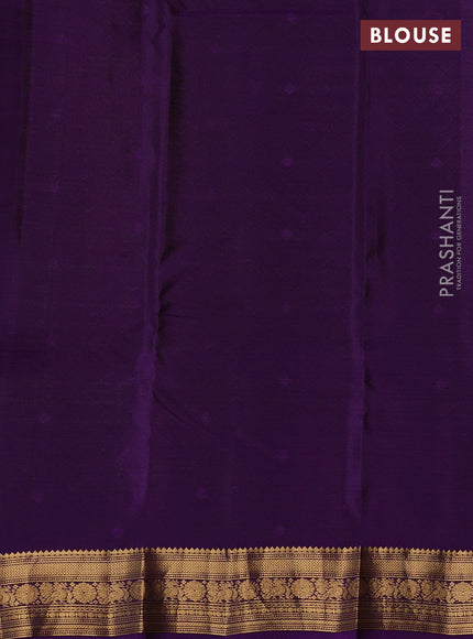 Kanchipuram silk saree mehendi green and purple with allover zari woven buttas and zari woven border