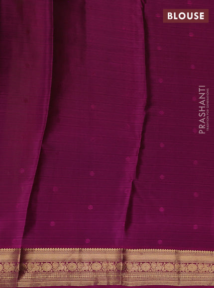 Kanchipuram silk saree sap green and magenta pink with allover zari woven buttas and zari woven border