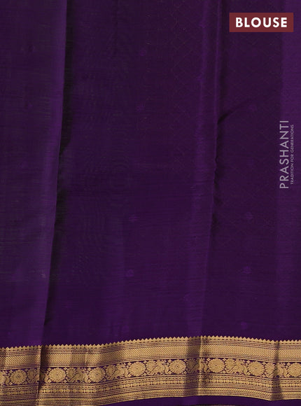 Kanchipuram silk saree sap green and purple with allover zari woven buttas and zari woven border