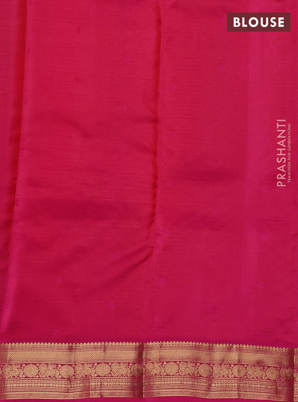Kanchipuram silk saree orange and pink with allover zari woven buttas and zari woven border