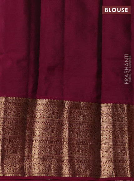 Kanchipuram silk saree navy blue and magenta pink with allover zari woven buttas and long zari woven border