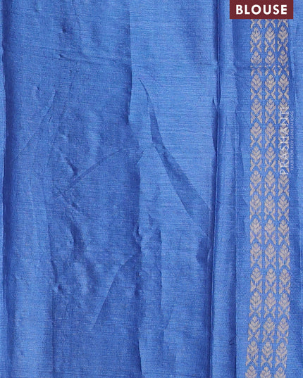 Banana silk saree blue with zari woven buttas and zari woven border