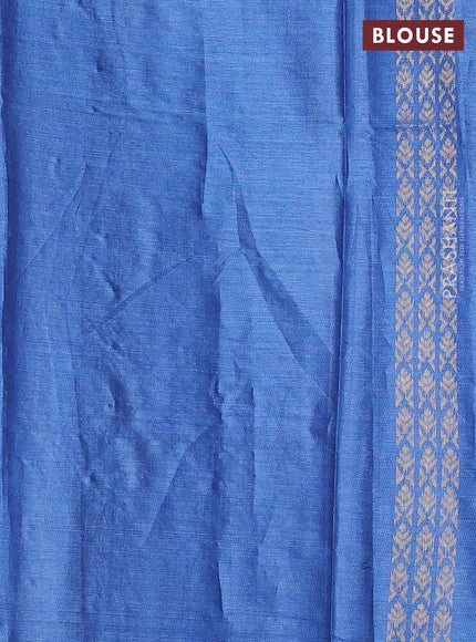Banana silk saree blue with zari woven buttas and zari woven border