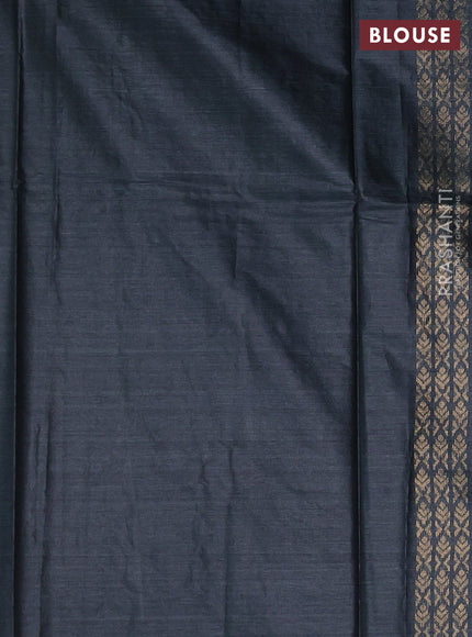 Banana silk saree elephant grey with zari woven buttas and zari woven border