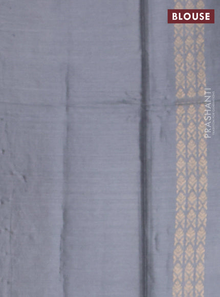 Banana silk saree grey with zari woven buttas and zari woven border