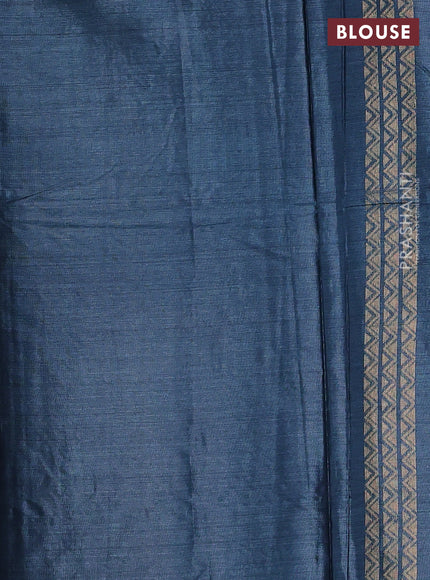 Banana silk saree peacock blue with allover thread & zari woven buttas and zari woven border
