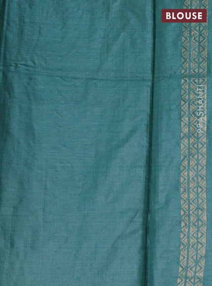 Banana silk saree green with silver & gold zari woven buttas and zari woven border