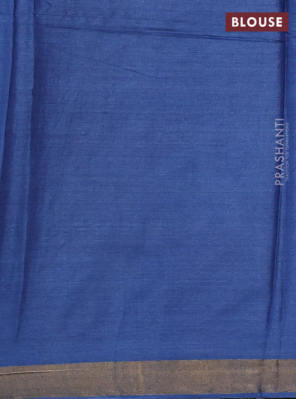 Banana silk saree blue with allover thread & zari woven buttas and zari woven border
